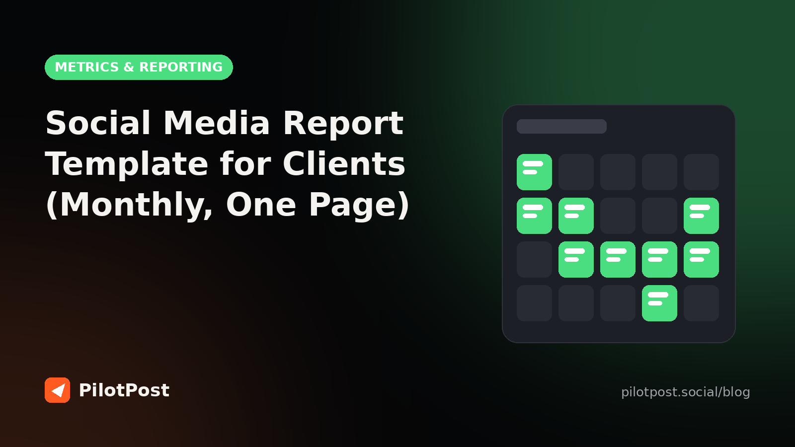 Social Media Report Template for Clients (Monthly, One Page)